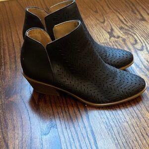 Life Stride Black Perforated Ankle Booties